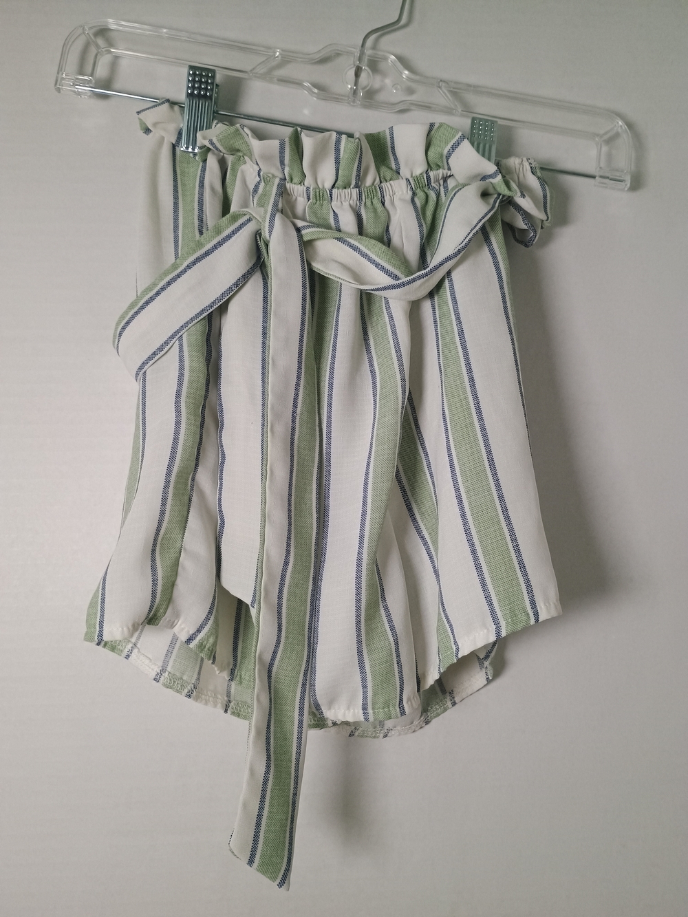 Love Squared Clothing Striped High Waist Shorts Green & White Size 10